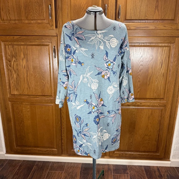 Patagonia Dresses & Skirts - Patagonia Organic Cotton Floral Dress Blue Long Sleeve XL